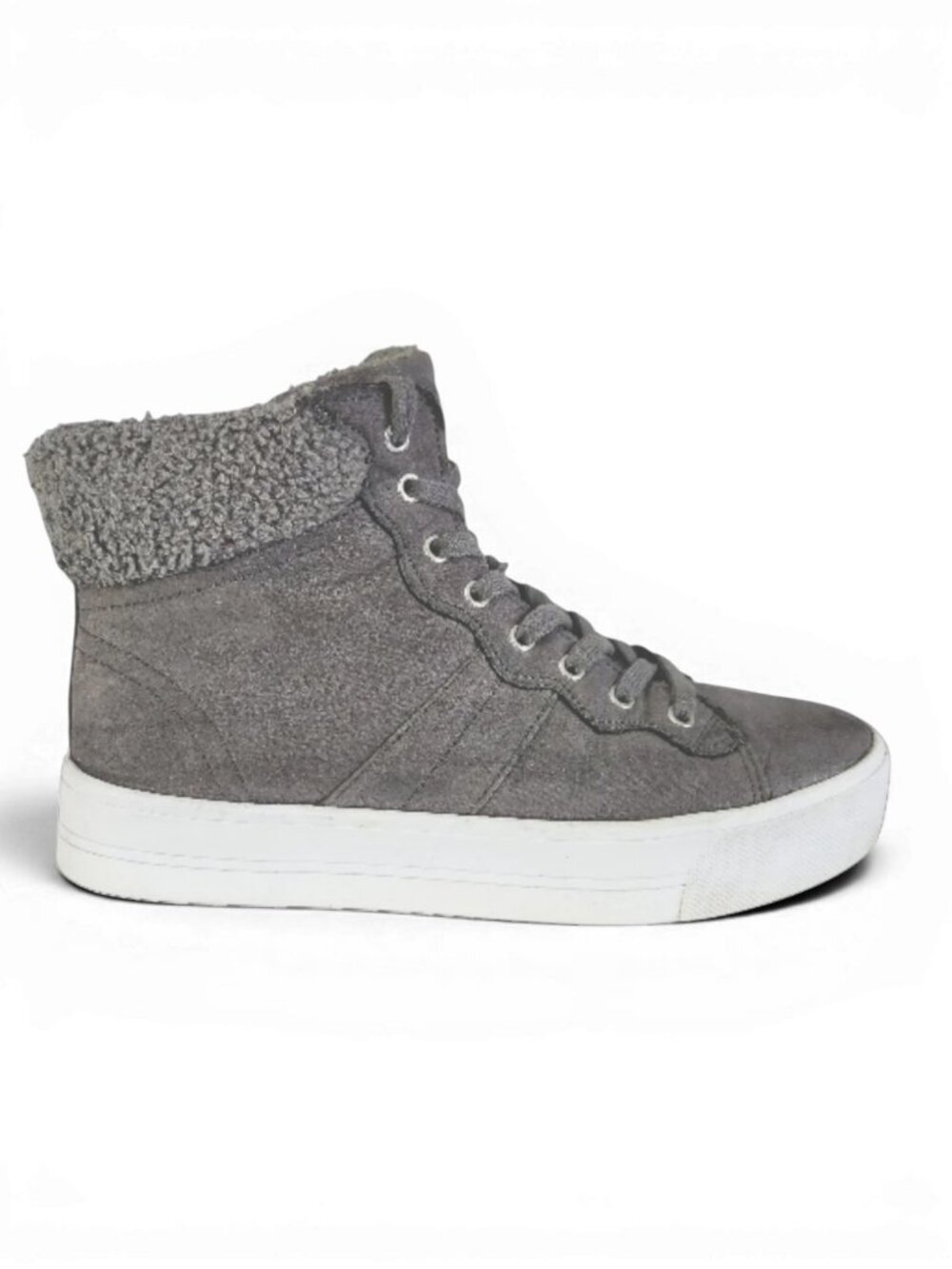 MARC FISHER Grey Suede High Top Sneakers Shearling Lined Dapyr 9m